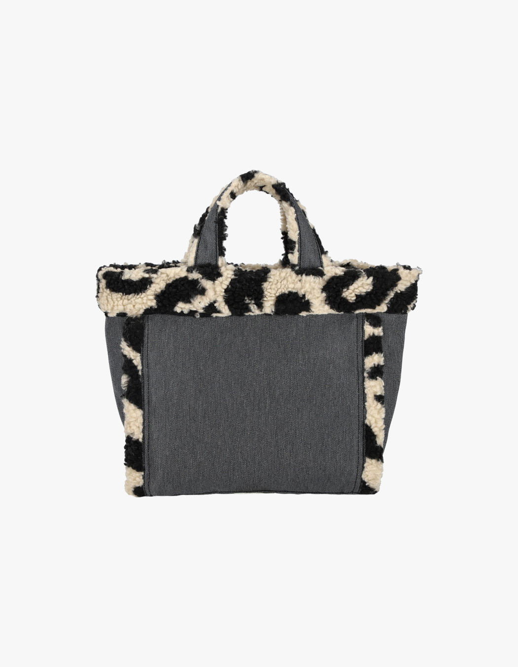 LeSportsac Black Denim/Leopard Sherpa Mini N/S Tote - Black
