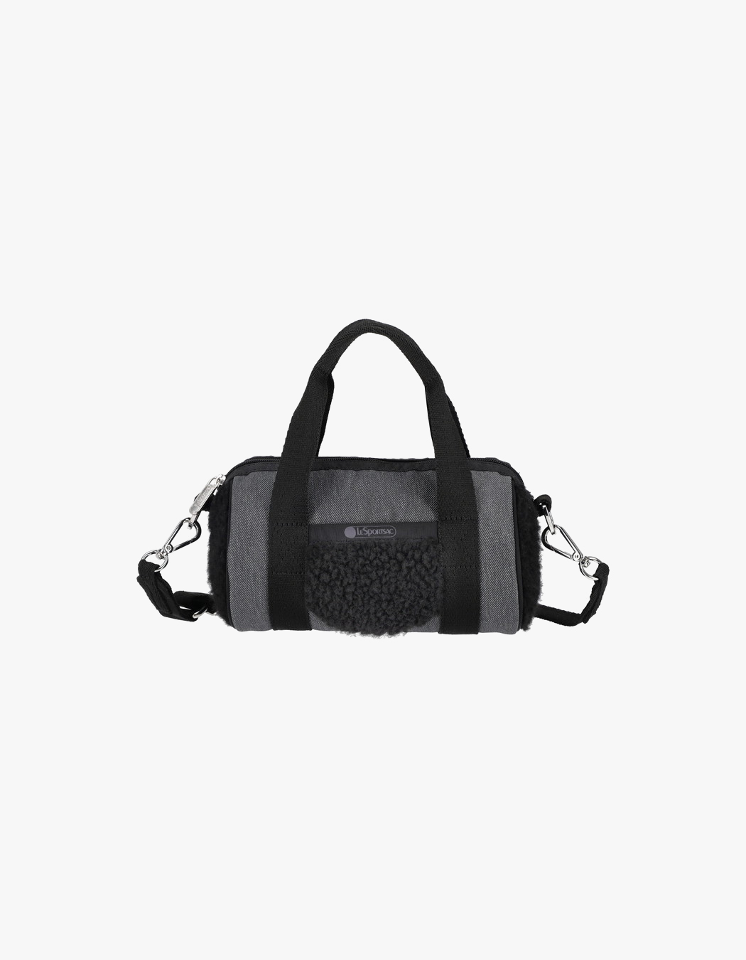 LeSportsac Black Denim/Black Sherpa Small 2 Way Denim Tote