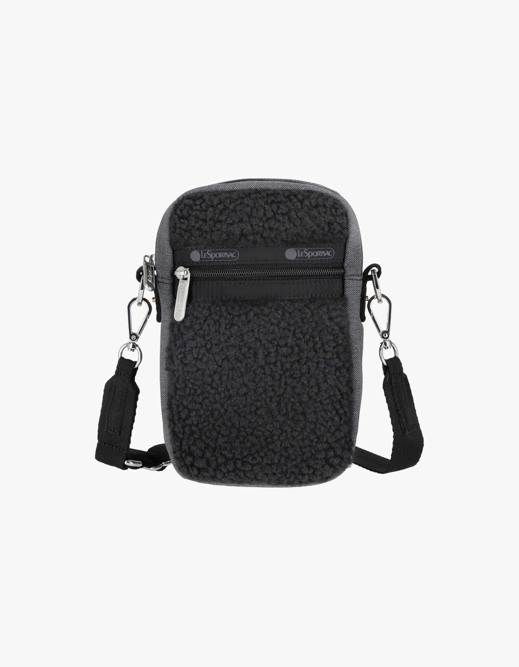 ★LeSportsac★ Black Denim/Black Sherpa Small Two-Way Denim Small Two-Way Denim Tote - Black Denim/Black Sherpa – LeSportsac