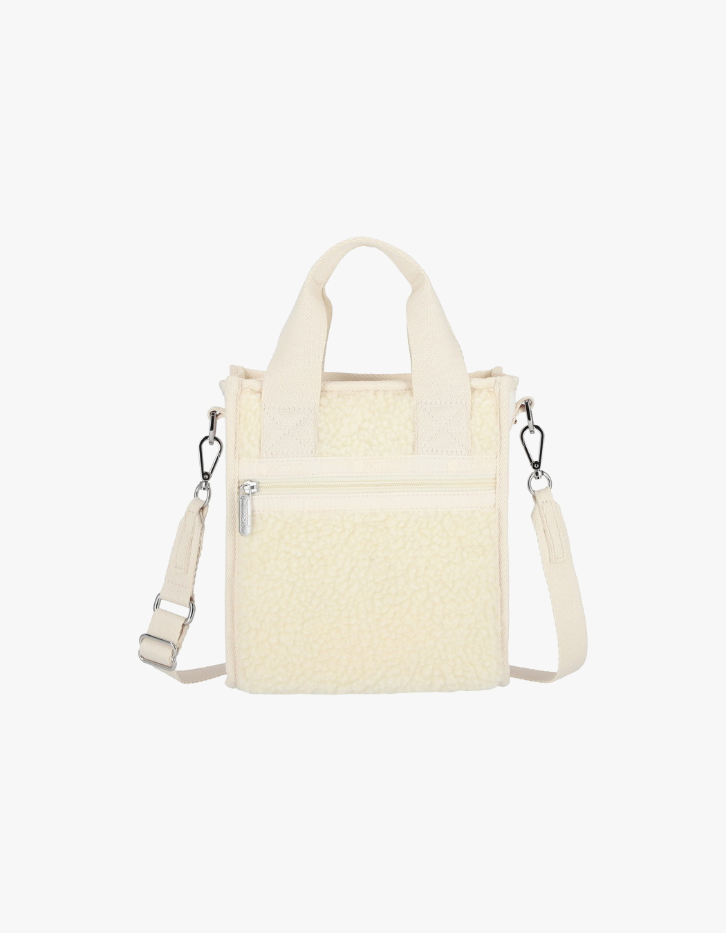 LeSportsac White Denim/Cream Sherpa 2 Way Denim Tote - White